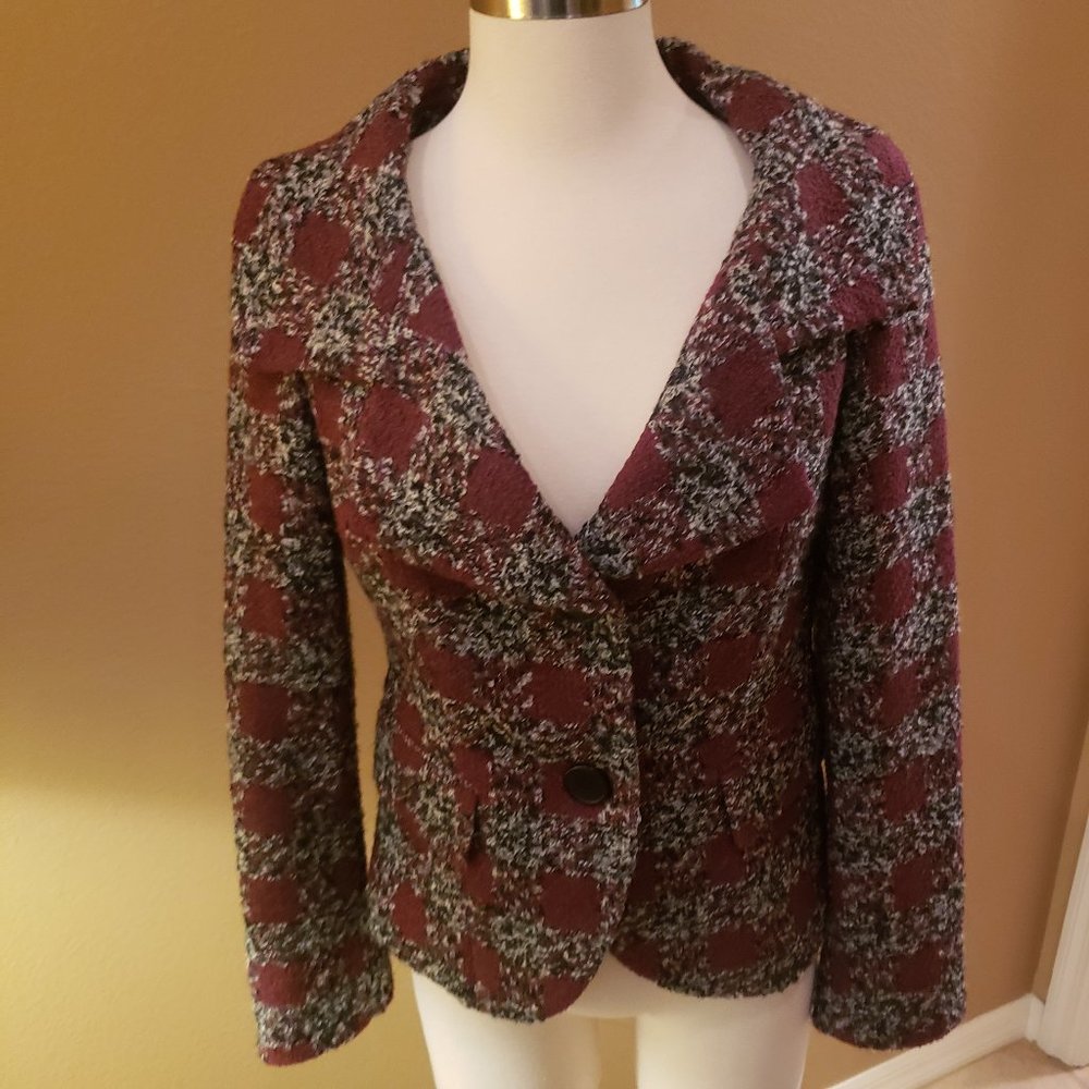 Andre Oliver Black Grey Plum Jacket Size 6